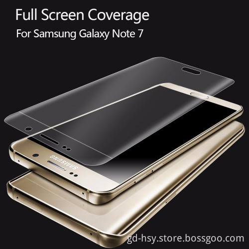 HUYSHE cell phone use screen guard for Samsung Galaxy Note 7 TPU screen protector 9h tempered glass